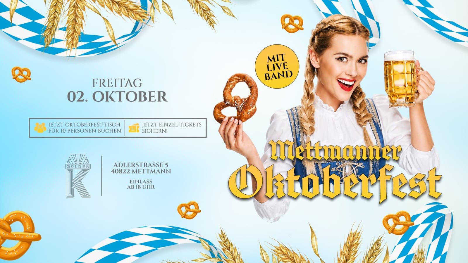 Flyer Mettmanner Oktoberfest, Freitag 2. Oktober 2026