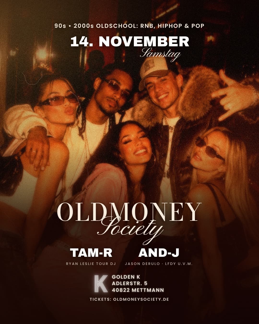 Flyer Oldmoney Society, Samstag 14. November 2026 im Golden K Mettmann